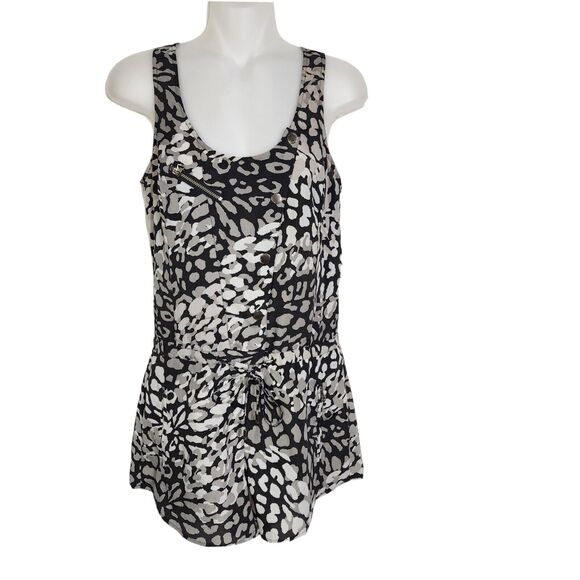 Armani Exchange A/X Womens Romper Size 0P Petite Black Gray Animal Print Pockets - Picture 1 of 15